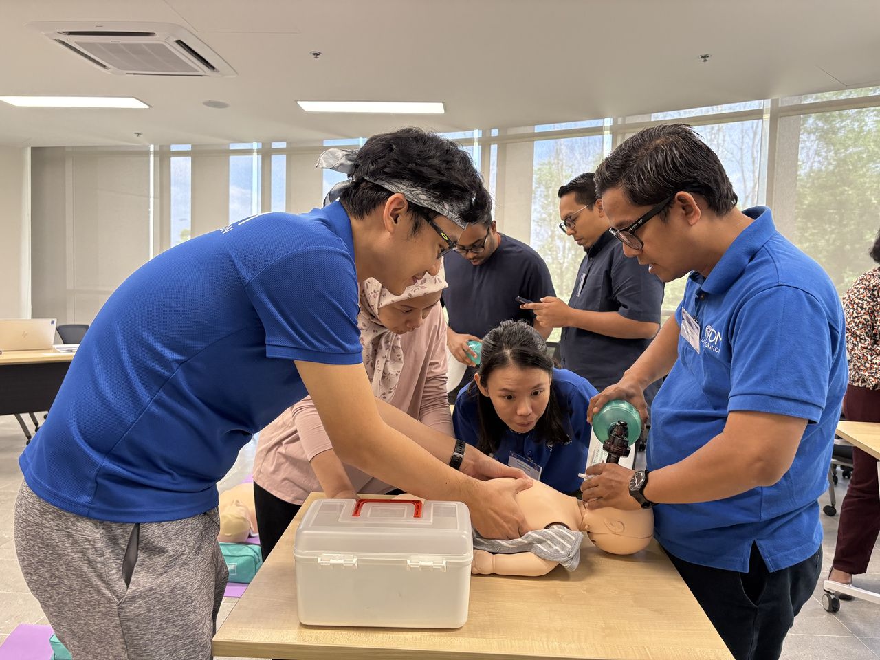 Medical trainees strengthening practical clinical skills in a simulation laboratory.